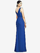 Rear View Thumbnail - Sapphire Sleeveless Ruffled Wrap Chiffon Gown