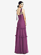 Rear View Thumbnail - Radiant Orchid Bowed Tie-Shoulder Chiffon Dress with Tiered Ruffle Skirt