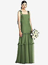 Front View Thumbnail - Clover Bowed Tie-Shoulder Chiffon Dress with Tiered Ruffle Skirt
