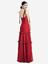 Rear View Thumbnail - Flame Bowed Tie-Shoulder Chiffon Dress with Tiered Ruffle Skirt