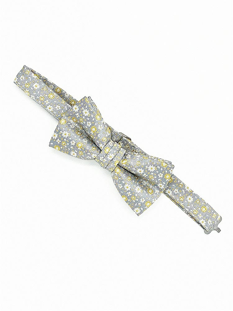 Back View - Platinum/marigold Floral Arnit Floral Jacquard Pre-Tied Bow-Tie