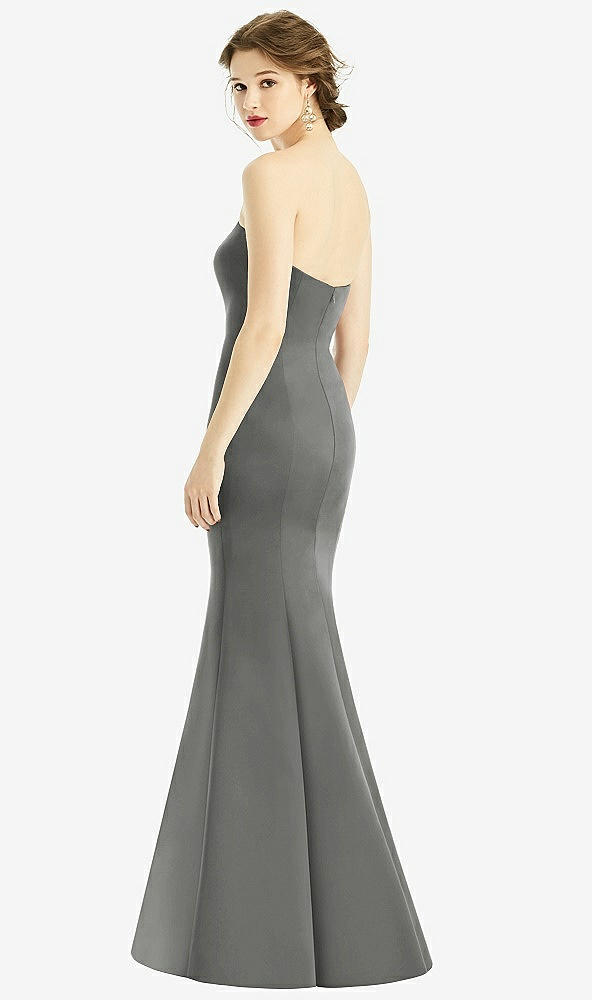 Back View - Charcoal Gray Sweetheart Strapless Satin Mermaid Dress