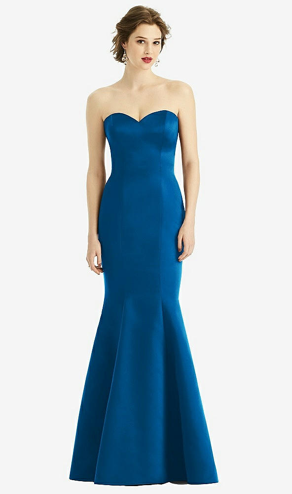 Front View - Cerulean Sweetheart Strapless Satin Mermaid Dress