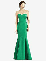 Front View Thumbnail - Pantone Emerald Sweetheart Strapless Satin Mermaid Dress