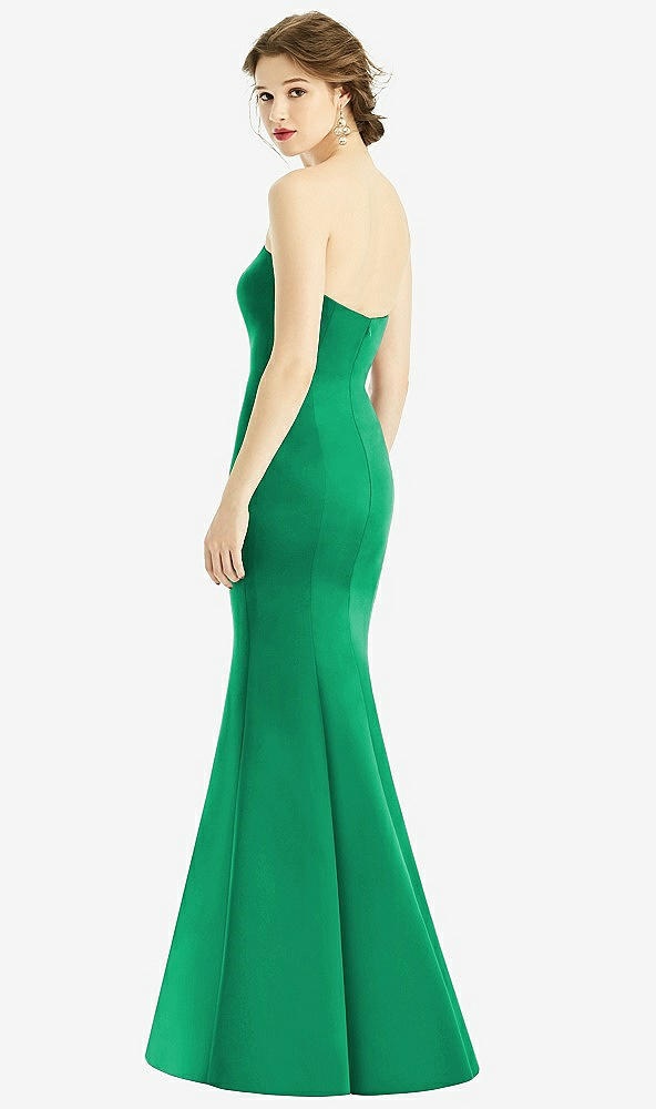 Back View - Pantone Emerald Sweetheart Strapless Satin Mermaid Dress