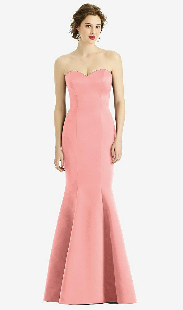 Front View - Apricot Sweetheart Strapless Satin Mermaid Dress