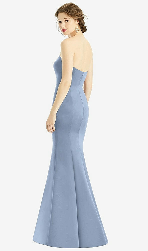 Back View - Cloudy Sweetheart Strapless Satin Mermaid Dress