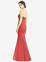 Rear View Thumbnail - Perfect Coral Sweetheart Strapless Satin Mermaid Dress