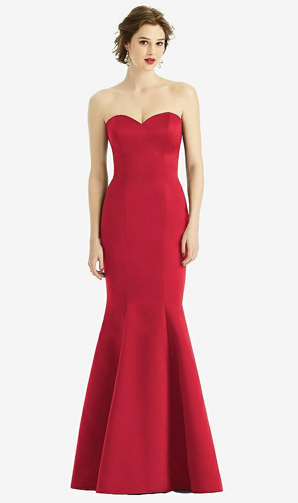 Front View - Flame Sweetheart Strapless Satin Mermaid Dress