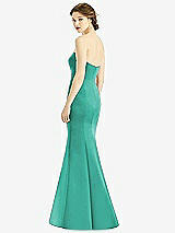 Rear View Thumbnail - Pantone Turquoise Sweetheart Strapless Satin Mermaid Dress