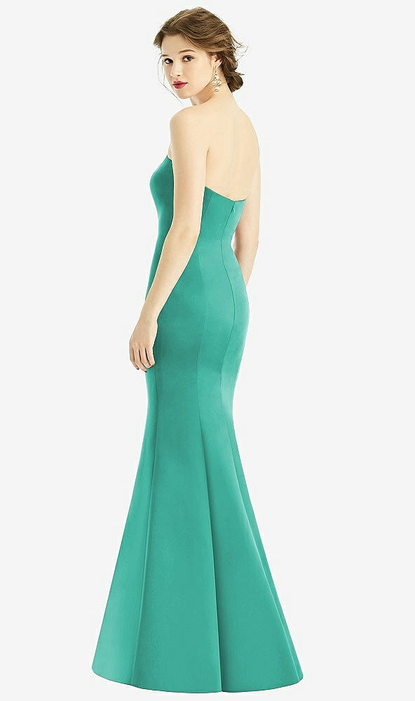 Back View - Pantone Turquoise Sweetheart Strapless Satin Mermaid Dress