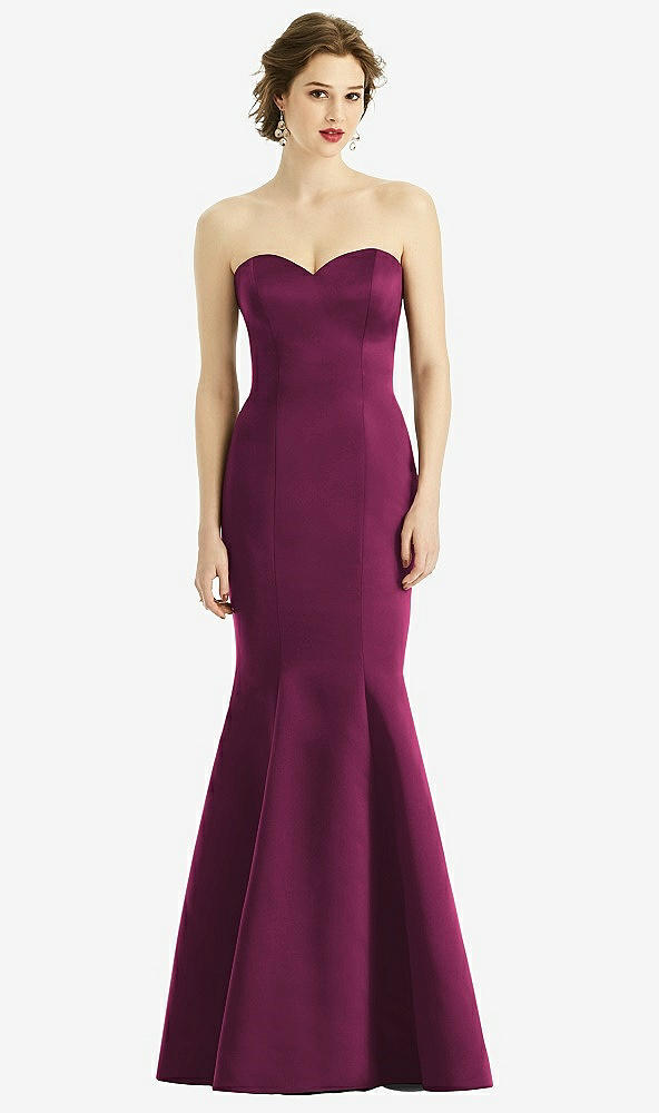Front View - Ruby Sweetheart Strapless Satin Mermaid Dress