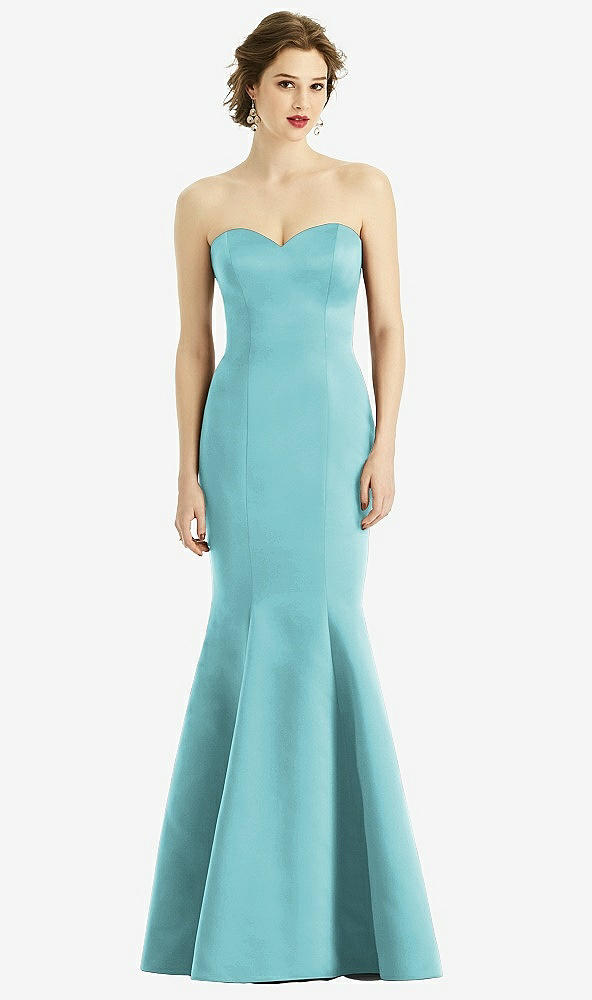 Front View - Spa Sweetheart Strapless Satin Mermaid Dress