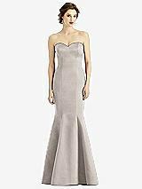 Front View Thumbnail - Taupe Sweetheart Strapless Satin Mermaid Dress