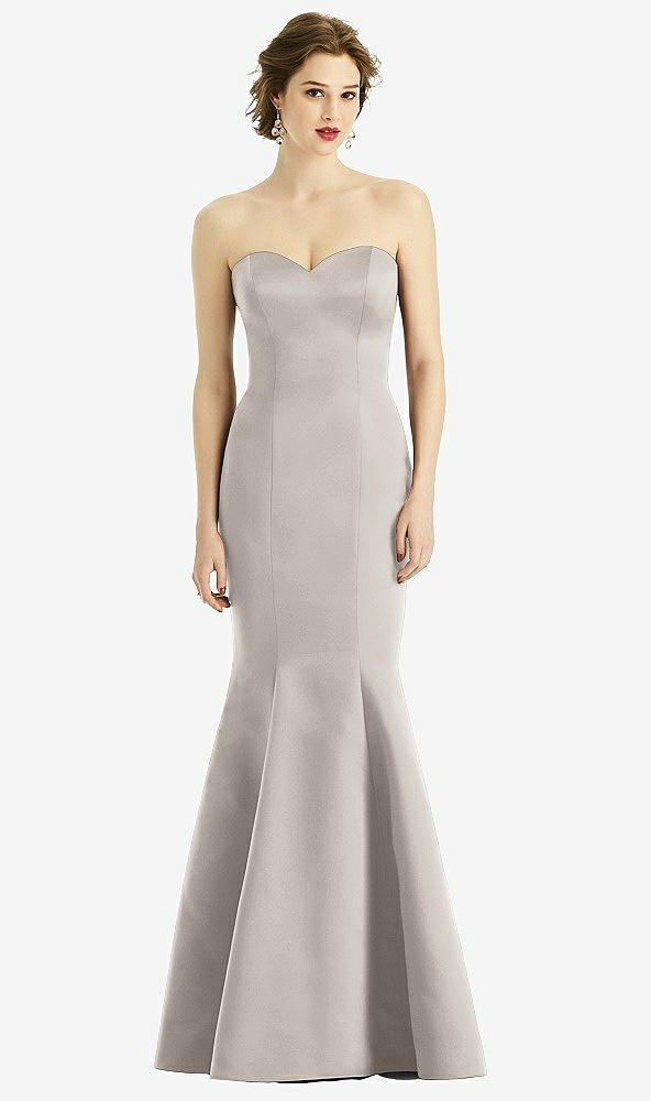 Front View - Taupe Sweetheart Strapless Satin Mermaid Dress