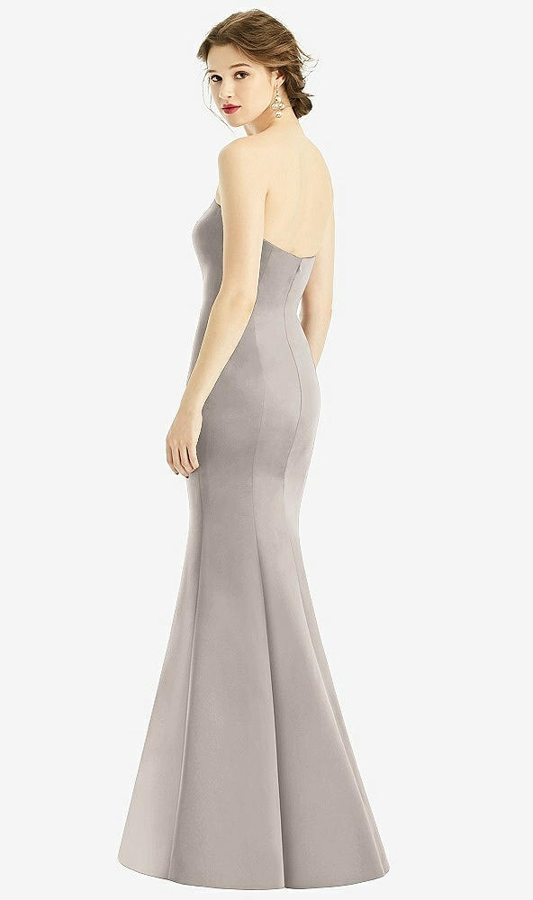 Back View - Taupe Sweetheart Strapless Satin Mermaid Dress