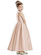 Rear View Thumbnail - Cameo Faux Wrap Pleated Skirt Satin Twill Flower Girl Dress with Bow