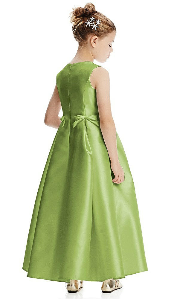 Back View - Mojito Princess Line Satin Twill Flower Girl Dress with Bows
