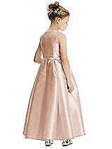 Rear View Thumbnail - Cameo Princess Line Satin Twill Flower Girl Dress with Bows