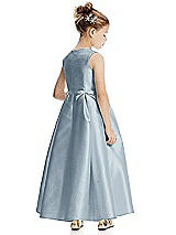 Rear View Thumbnail - Mist Princess Line Satin Twill Flower Girl Dress with Bows