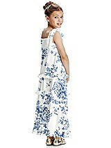 Rear View Thumbnail - Cottage Rose Dusk Blue Flower Girl Dress FL4071