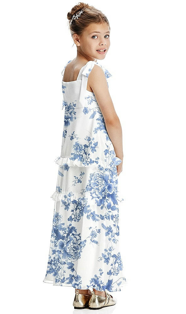 Back View - Cottage Rose Dusk Blue Flower Girl Dress FL4071