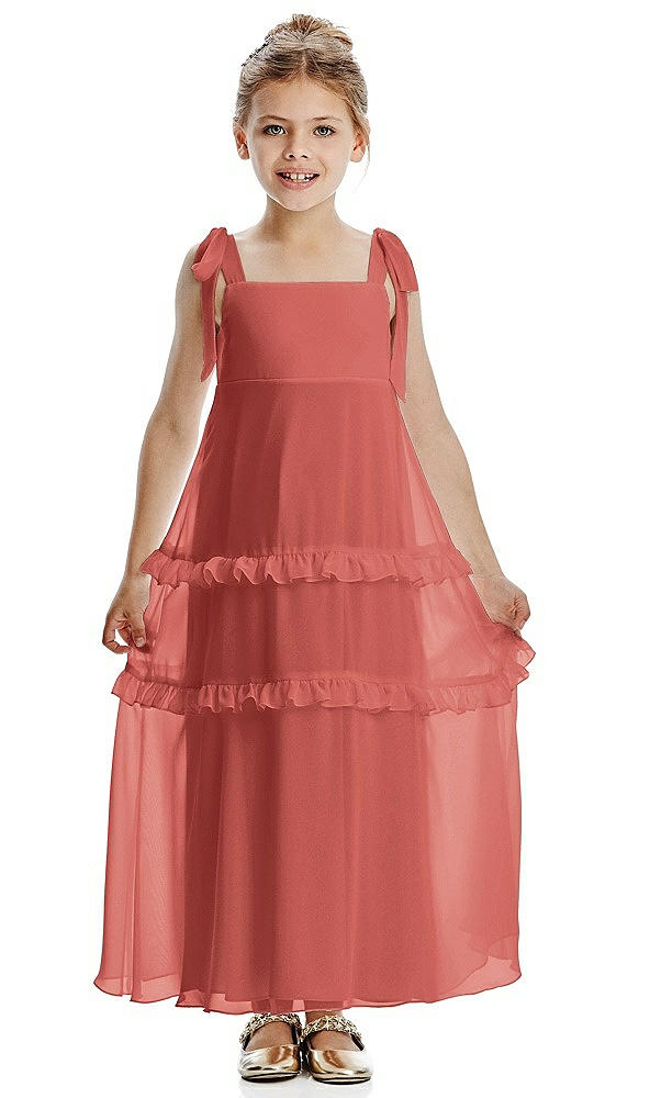 Front View - Coral Pink Flower Girl Dress FL4071
