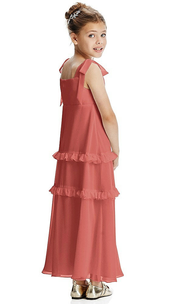 Back View - Coral Pink Flower Girl Dress FL4071