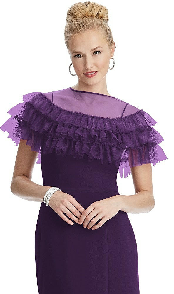 Front View - Majestic Tiered Ruffle Tulle Capelet