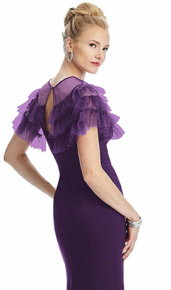 Back View - Majestic Tiered Ruffle Tulle Capelet