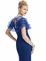 Rear View Thumbnail - Classic Blue Tiered Ruffle Tulle Capelet