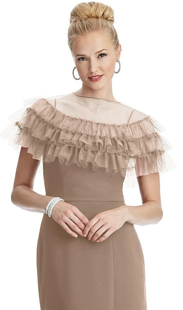Front View - Topaz Tiered Ruffle Tulle Capelet