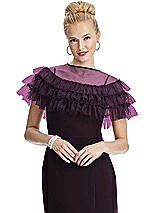 Front View Thumbnail - Aubergine Tiered Ruffle Tulle Capelet