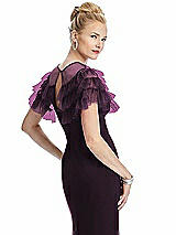 Rear View Thumbnail - Aubergine Tiered Ruffle Tulle Capelet
