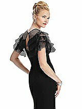 Rear View Thumbnail - Black Tiered Ruffle Tulle Capelet
