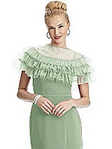 Front View Thumbnail - Celadon Tiered Ruffle Tulle Capelet