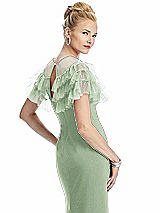 Rear View Thumbnail - Celadon Tiered Ruffle Tulle Capelet