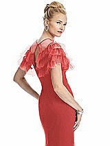 Rear View Thumbnail - Perfect Coral Tiered Ruffle Tulle Capelet