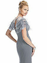 Rear View Thumbnail - Platinum Tiered Ruffle Tulle Capelet