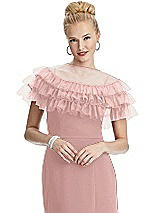 Front View Thumbnail - Rose - PANTONE Rose Quartz Tiered Ruffle Tulle Capelet