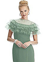 Front View Thumbnail - Seagrass Tiered Ruffle Tulle Capelet