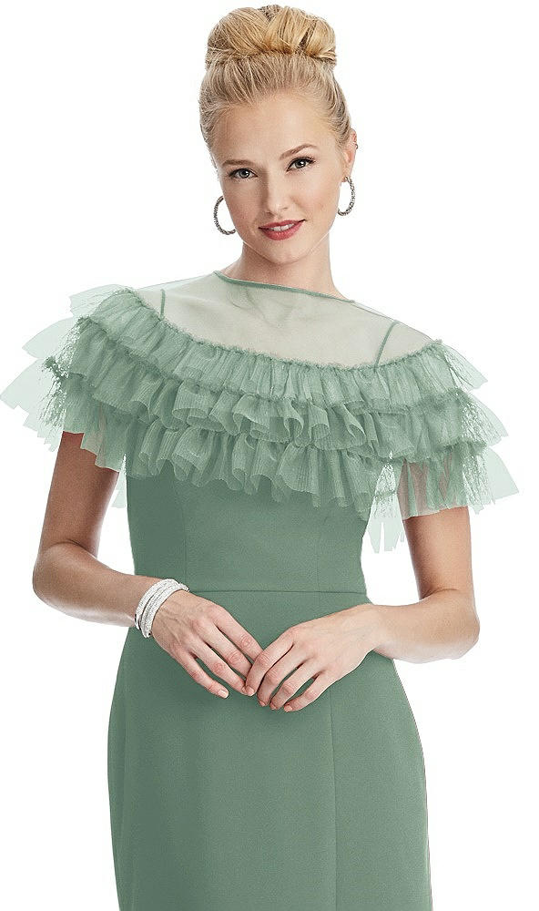 Front View - Seagrass Tiered Ruffle Tulle Capelet