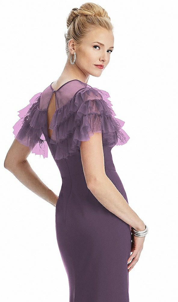 Back View - Smashing Tiered Ruffle Tulle Capelet