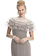 Front View Thumbnail - Taupe Tiered Ruffle Tulle Capelet