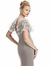 Rear View Thumbnail - Taupe Tiered Ruffle Tulle Capelet