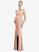 Front View Thumbnail - Pale Peach Strapless Crepe Maternity Dress with Trumpet Skirt
