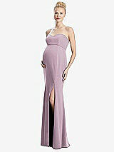 Front View Thumbnail - Suede Rose Strapless Crepe Maternity Dress with Trumpet Skirt