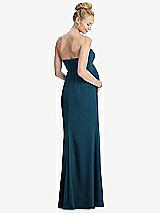 Rear View Thumbnail - Atlantic Blue Strapless Crepe Maternity Dress with Trumpet Skirt