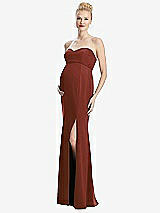 Front View Thumbnail - Auburn Moon Strapless Crepe Maternity Dress with Trumpet Skirt