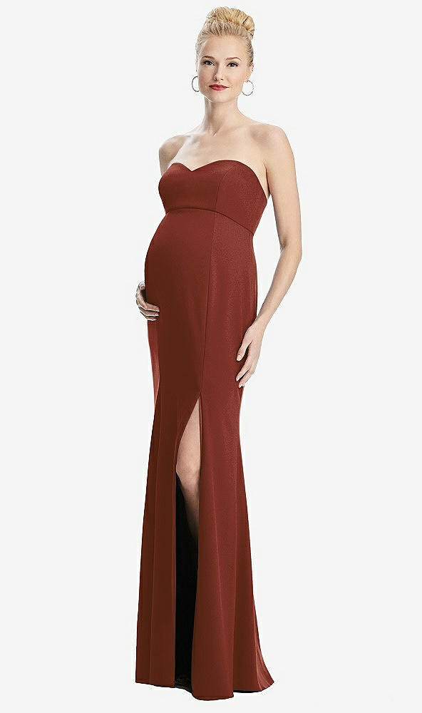 Front View - Auburn Moon Strapless Crepe Maternity Dress with Trumpet Skirt